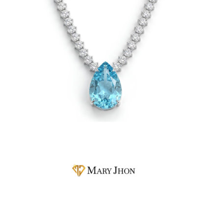 CHOKER ZIRC G CELESTE OROBLANCO