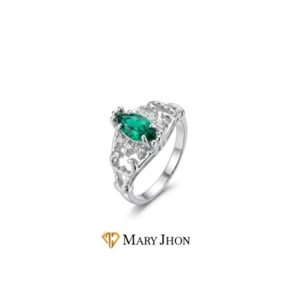 Anillo Flor Esmeralda OroBlanco