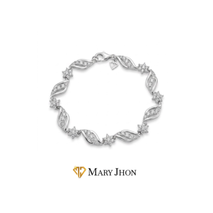 PULSERA FLORES EN CRISTALES OROBLANCO