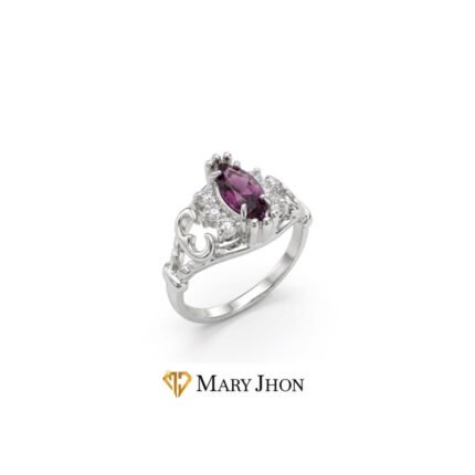 Anillo Flor Morado OroBlanco