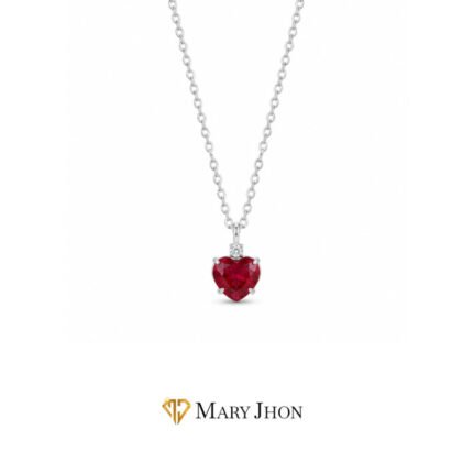 Cadena Corazón Rubi OroBlanco