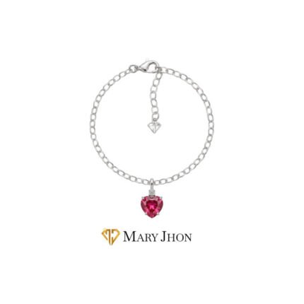 PULSERA CORAZON ROJO ORO BLANCO