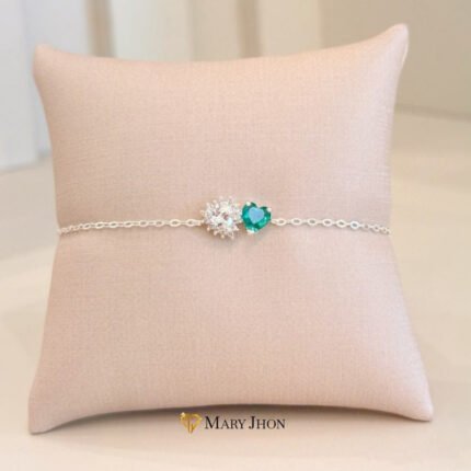 PULSERA ESMERALDA ORO BLANCO