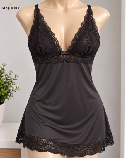 CAMISÓN ENCAJE NEGRO P
